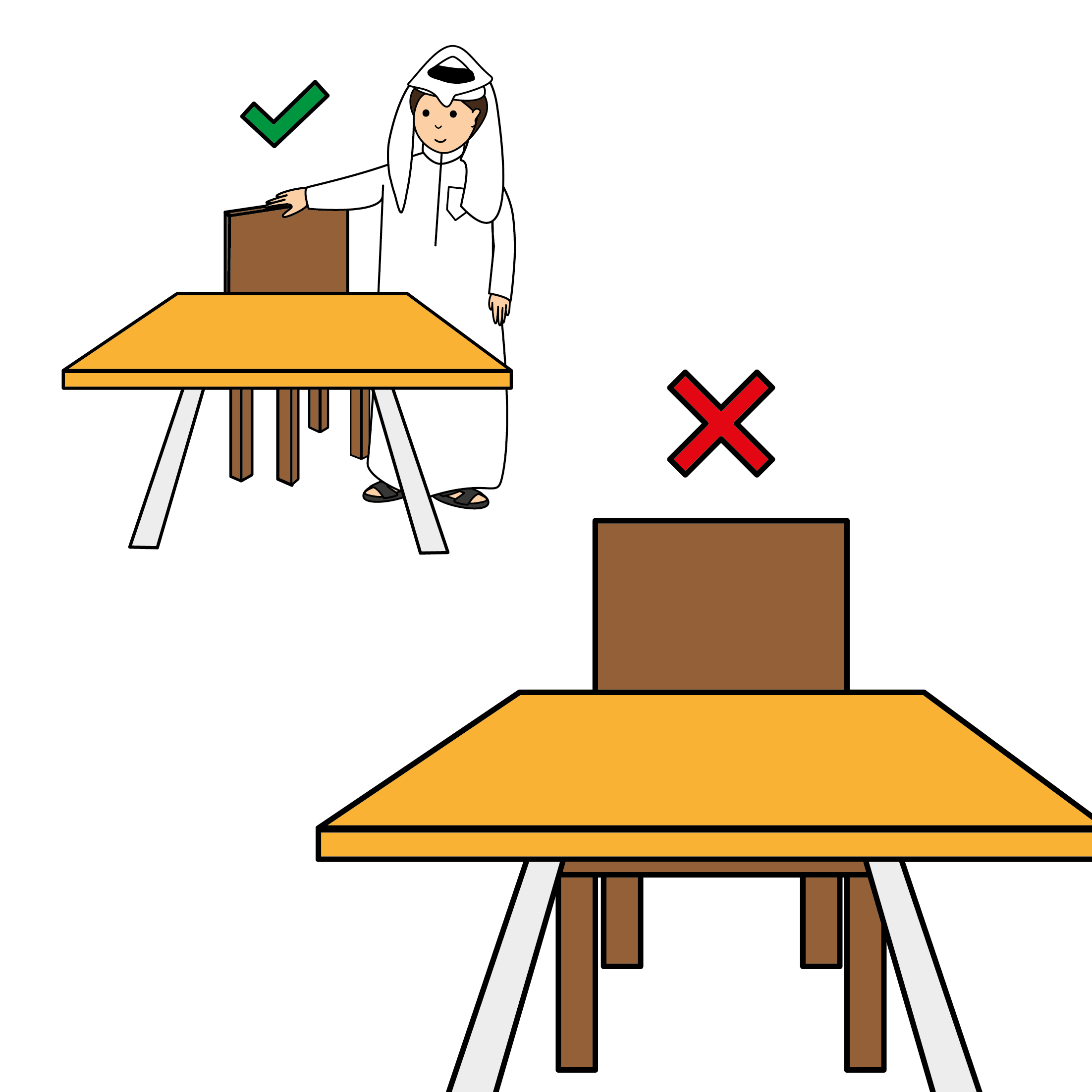 Use only your dedicated desk in the class